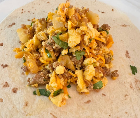 Chorizo Breakfast Burrito *Mixed Fruit & hot sauce on the side - Fresh 'N Tasty - Naples Meal Prep
