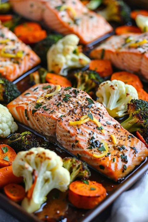 Herbs Baked Salmon W/Veggies - Fresh 'N Tasty - Naples Meal Prep