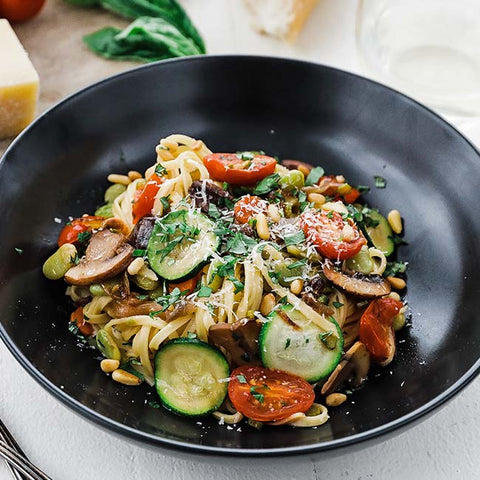 Olive Oil-Garlic Pasta Primavera- Pick your protein- Dish contains Pine Nuts - Fresh 'N Tasty - Naples Meal prep
