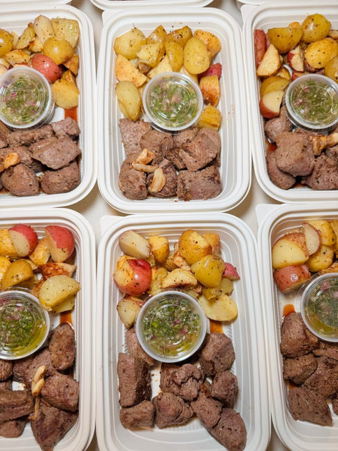 Prime Top Sirloin Steak Bites with Chimichurri & Roasted Potatoes - Fresh 'N Tasty - Naples Meal Prep