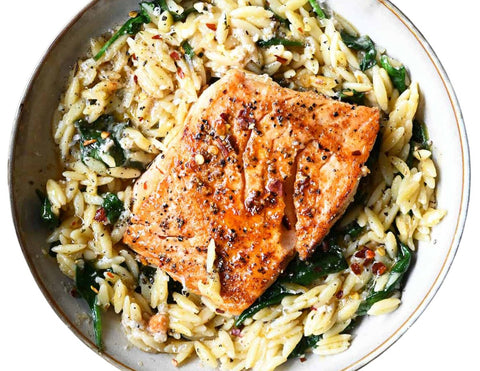 Salmon W/creamy Lemon Orzo & spinach - Fresh 'N Tasty - Naples Meal Prep