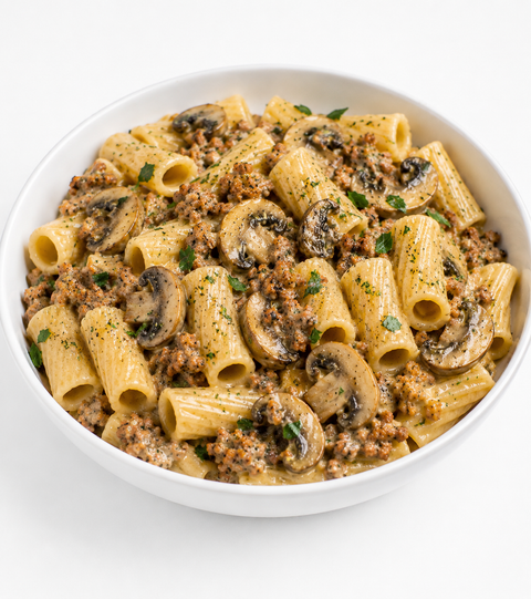 Creamy Sausage & Mushroom Rigatoni