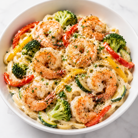 Shrimp Alfredo Veggie Bowl