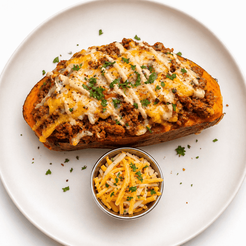 Baked Sweet Potato boat stuffed W/ Ground Turkey Breast (GF) - Fresh 'N Tasty - Naples Meal Prep