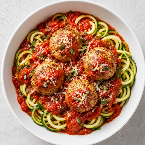 Bell & Evans Chicken Meatball Zucchini Noodle Bowl (GF) - Fresh 'N Tasty - Naples Meal Prep