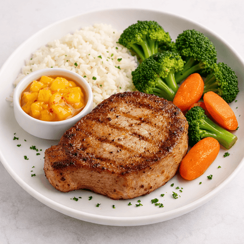 Bone - in Pork Chop W/Spicy Mango Chutney (sauce on the side) - Fresh 'N Tasty - Naples Meal Prep