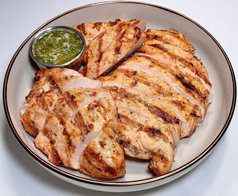 BULK 1LB Boneless skinless grilled chicken Breast W/Chimichurri Sauce on the side - Fresh 'N Tasty - Naples Meal Prep