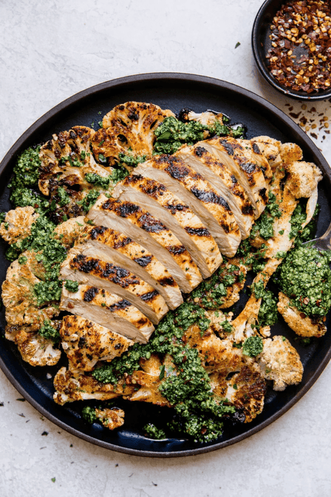Cauliflower with Walnut - Pine Nuts Pesto & Grilled Bell & Evans Chicken (GF) - Fresh 'N Tasty - Naples Meal Prep