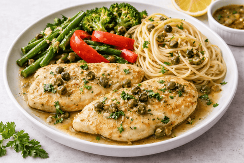 Chicken Piccata made W/Bell & Evans Chicken - Fresh 'N Tasty - Naples Meal Prep