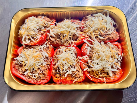 Family Dinner. Ground Turkey, Quinoa Stuffed Peppers (6 half peppers as pictured) - Fresh 'N Tasty - Naples Meal Prep