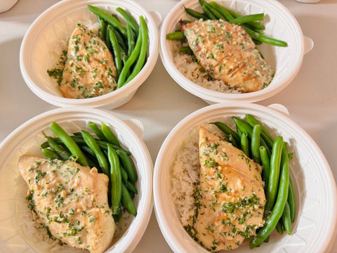 Garlic Butter Lemon boneless skinless chicken breast W/ Rice & green beans - Fresh 'N Tasty - Naples Meal Prep