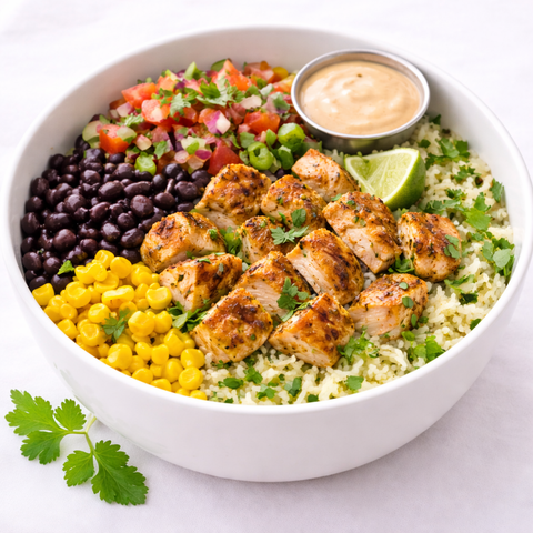 Grilled Bell & Evans Chicken Burrito Bowl GF - Fresh 'N Tasty - Naples Meal Prep