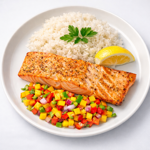 Grilled Salmon with Fresh Mango Salsa GF - Fresh 'N Tasty - Naples Meal Prep