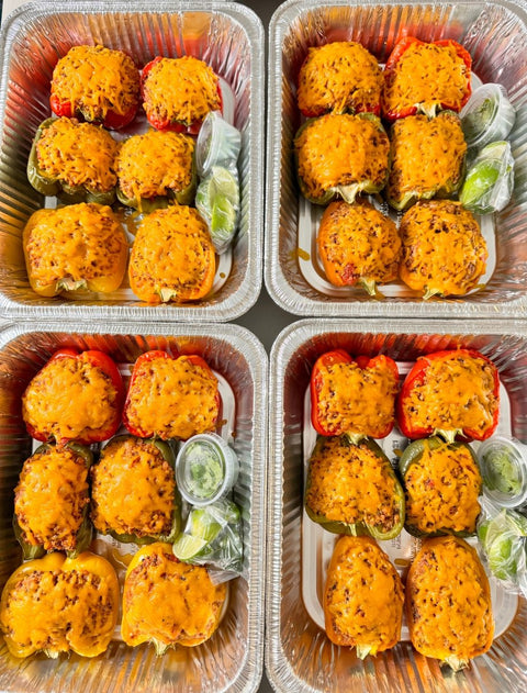 Healthy Family Dinner. Ground Turkey, Quinoa Stuffed Peppers (6 half peppers as pictured) - Fresh 'N Tasty - Naples Meal Prep