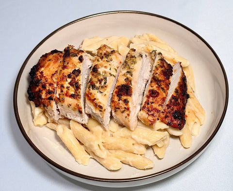 Penne Alfredo W/Oven Baked Herbs Chicken Breast - Fresh 'N Tasty - Naples Meal prep