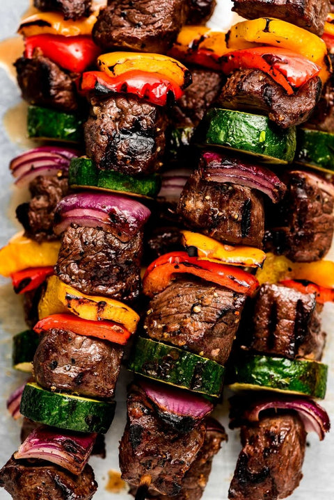 Steak Kabobs - paired with vegetables and jasmine rice *steak M - Rare - Fresh 'N Tasty - Naples Meal Prep
