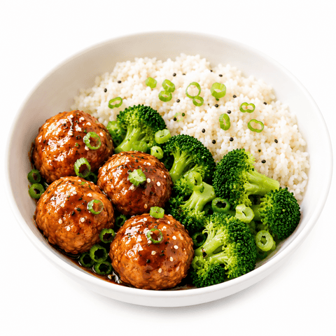 Teriyaki Chicken Meatballs (Low Carb Option)(Made with Bell & Evans Chicken) - Fresh 'N Tasty - Naples Meal Prep